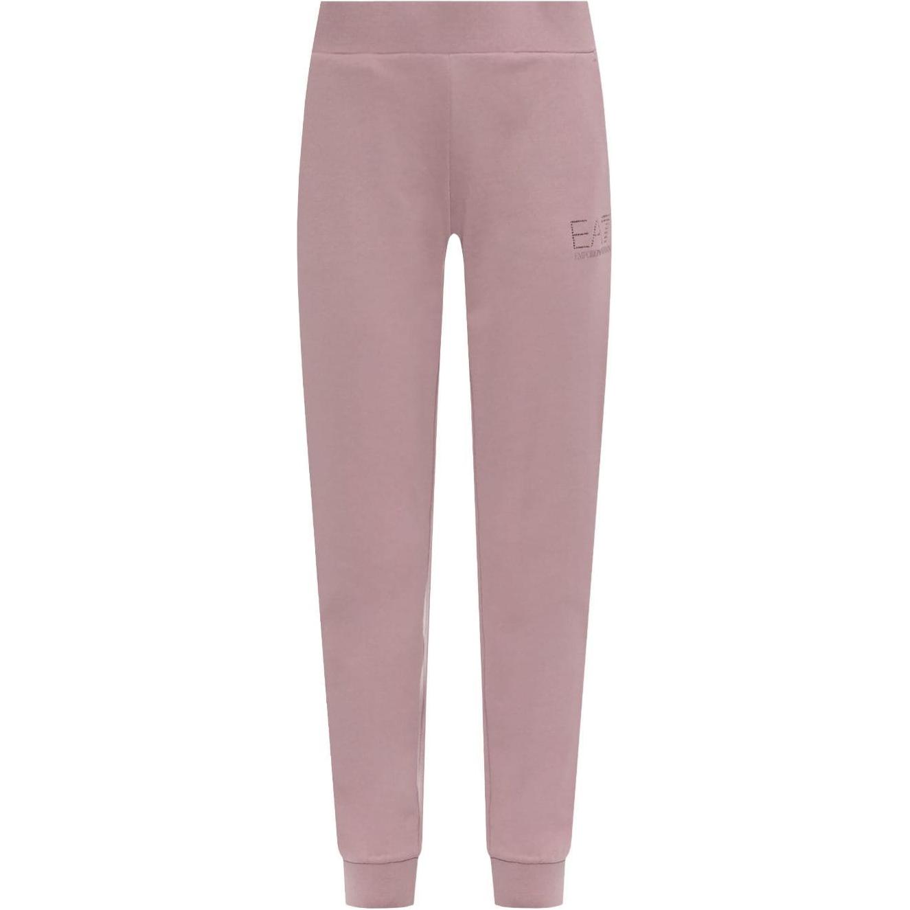 Emporio Armani EA7 Letter Logo Rhinestone Embellished Knitted Sports Pants Women bottoms Pink 6DTP67-TJDOZ-1341 S