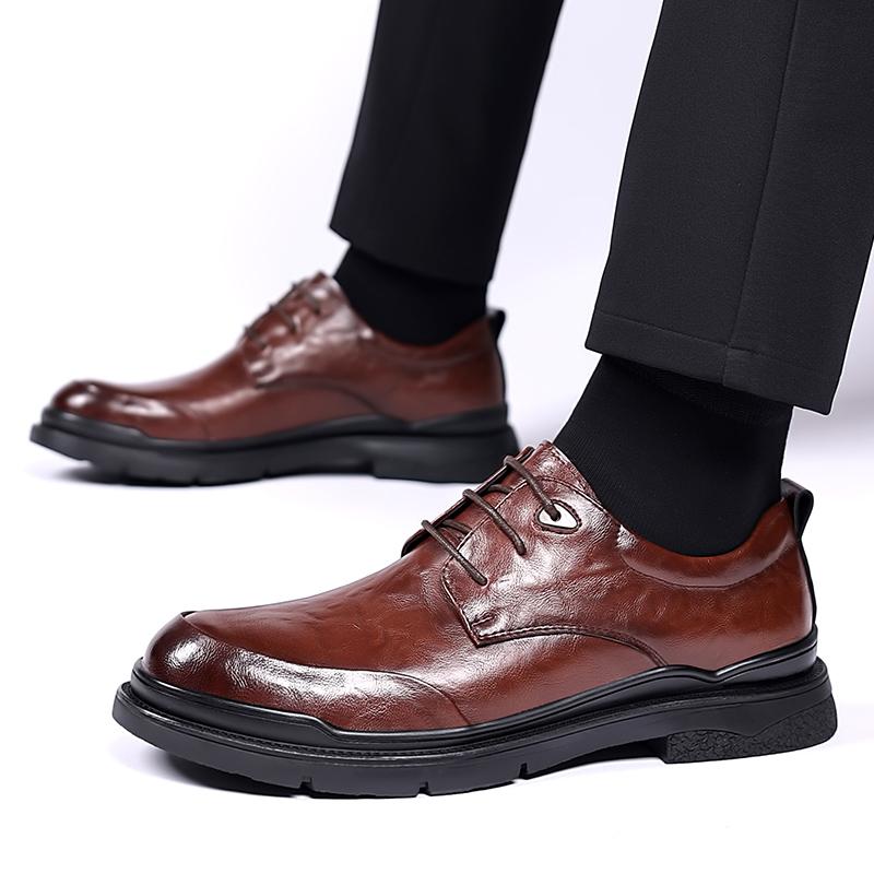 Fashion New Fashion Spring Men Leather Flats British Style Breathable Male Formal Shoes Casual Round Toe Thick Bottom Business Man Shoes