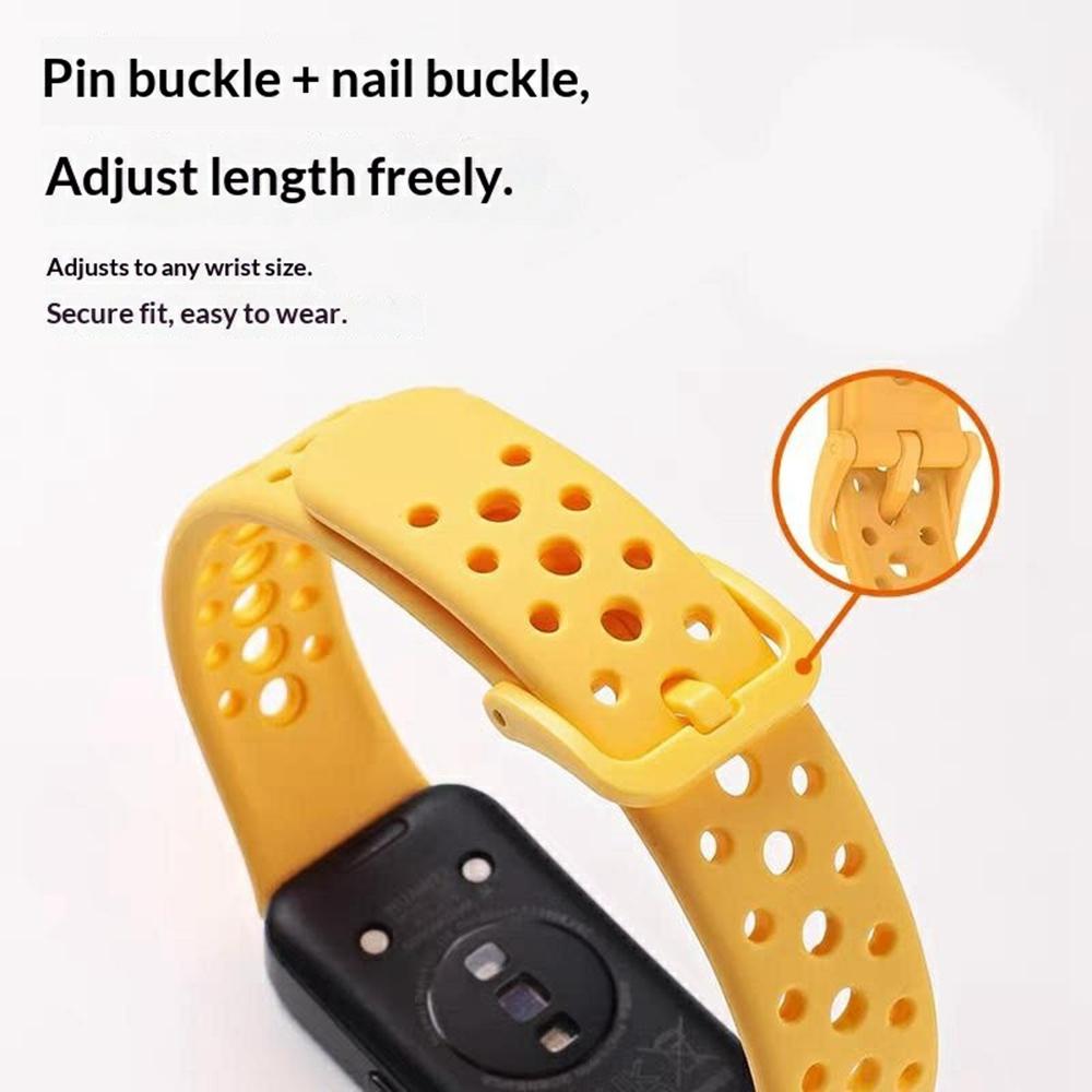 Breathable Silicone Strap for Huawei Band 10/9/8 Adjustable Watch Band with Pin Buckle