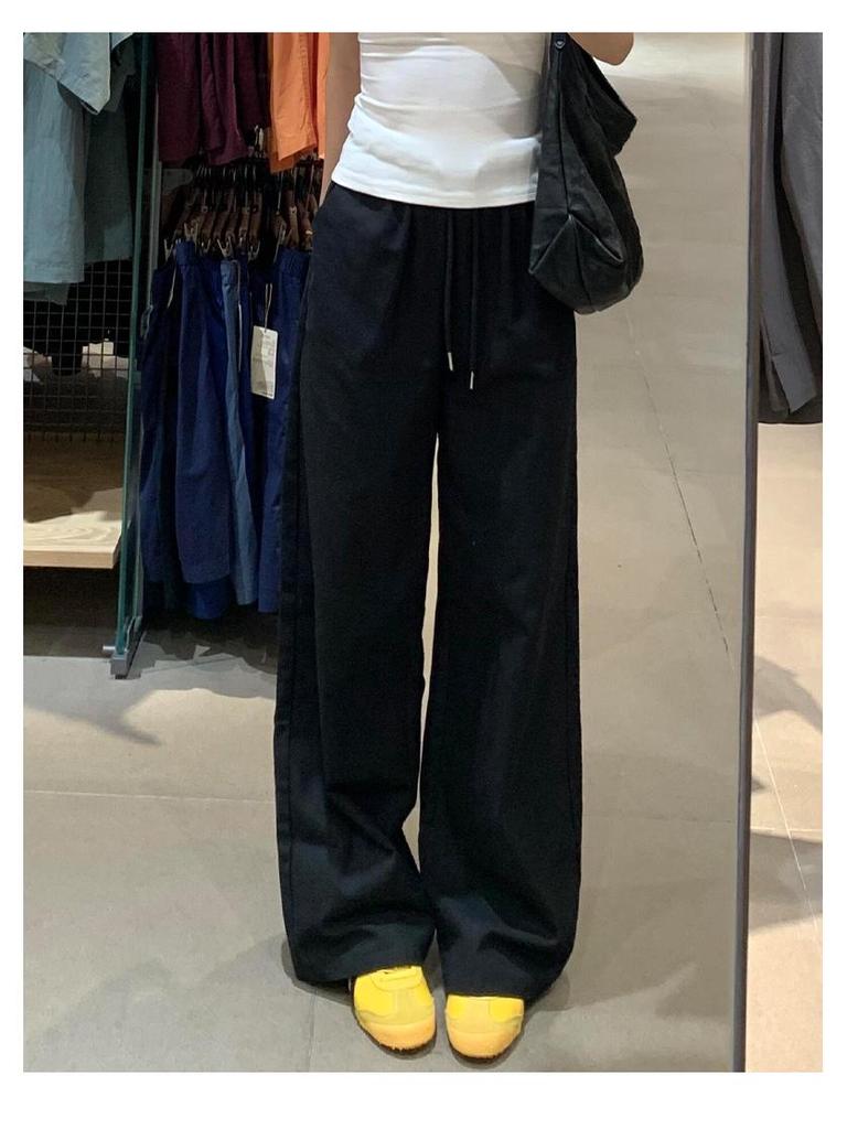 Women's White Wide-Leg Pants - Spring/Autumn 2025, Loose Cotton-Linen Denim, Floor-Length Casual Style