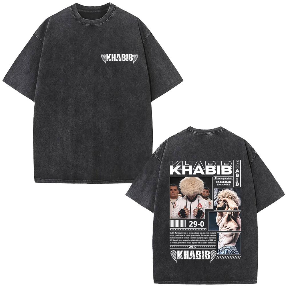 

Russian Fighter Khabib The Eagle Vintage Washed Tshirt Men Boxing Fitness Gym Oversized Tshirt Male Casual Cotton T Shirts S