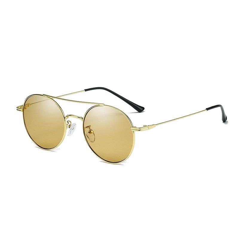 

Vintage Double beam Sunglasses for Women Men Round Metal Frame Designer Sun glasses Shades UV400 de sol hombre Eyewear Driving as shown