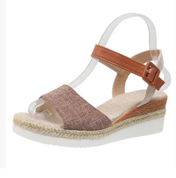 Fashion 2025 Women's Sandals Peep Toe Wedges Heels Sandals Summer Shoes Woman Low Platform Sandalias Mujer Non-slip Hemp Heeled Shoes