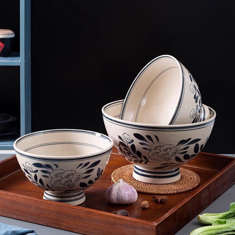 9-inch Lotus High-Foot Ceramic Noodle Bowl