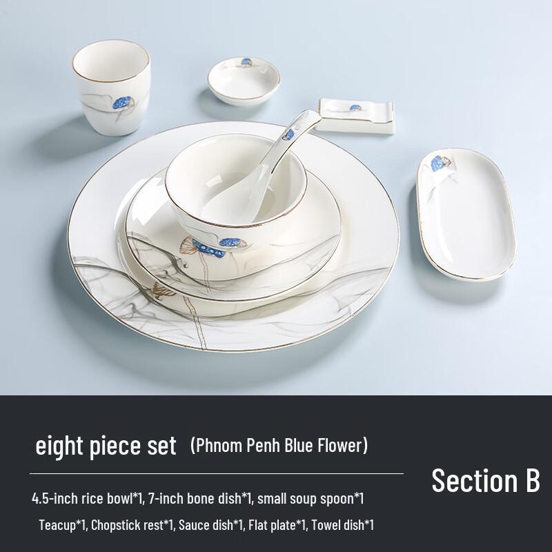 Gold-Rimmed Ceramic Tableware Set