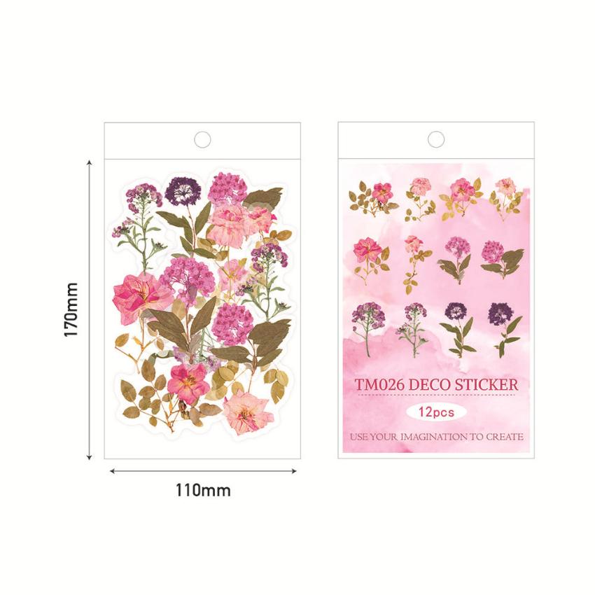 Plant Flower Floral Decorative Journaling Supplies Big Size Transparent Waterproof Cottagecore Stickers DIY Sticker 5 Styles