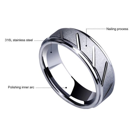 Men Fashion Matte Geometric Band Finger Ring Wedding Engagement Jewelry Gift