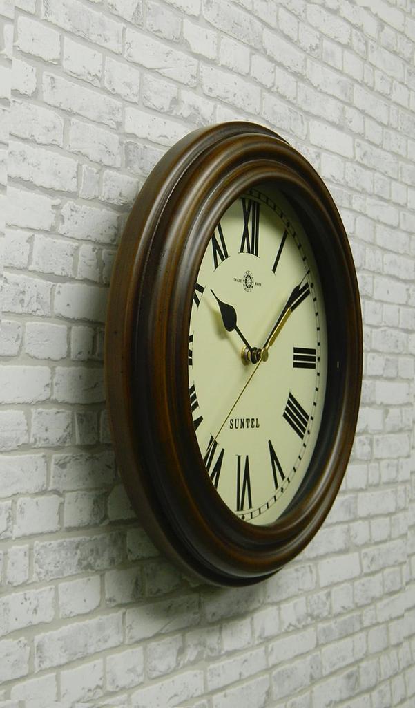 Santell Japanese-Made Retro Radio-Controlled Clock (Roman Letters) Antique Brown DQL729R-AN