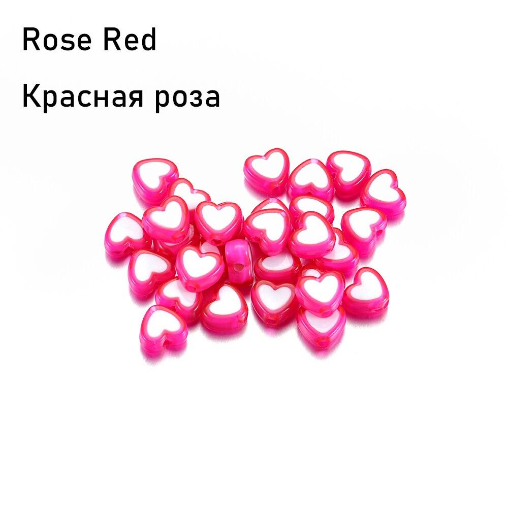 50 stücke Modeschmuck Liebe Herz Acrylperlen Lose Spacer Flache Runde Perlen Für Schmuckherstellung DIY Armband Zubehör