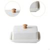 Ceramic Butter Storage Keeper with Cover Large Elegant Cream Cheese Container for Hotel Fridge