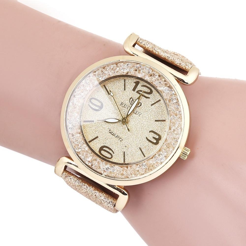 Moda donna Bling orologi da donna semplice strass cinturino in ecopelle orologio di lusso orologio da polso al quarzo da lavoro femminile