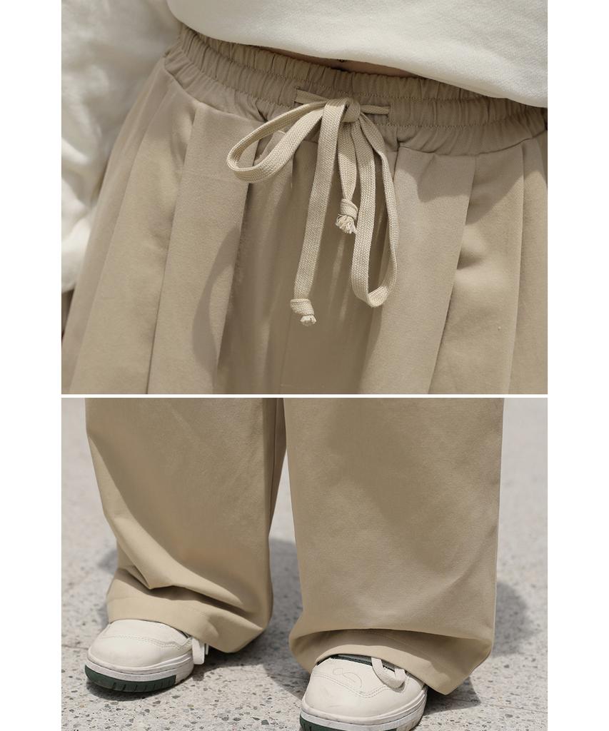 Ppaeppae String Banding Two-Pintuck Wide Cotton Pants