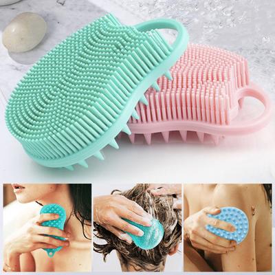 Badebürste beidseitig flexibel weiche Borsten Aufhängeloch leicht zu reinigen 2-in-1 Hand-Shampoobürste Peeling-Silikon-Körperwäscher