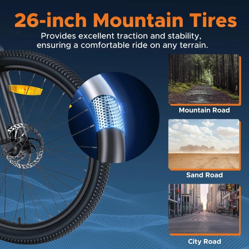 2025new ENGWE MileTrail 1 Electric Bicycle 250W Motor 36V13AH Lithium Battery High Carbon Steel Electric Bike 26 Inch Tire Ebike