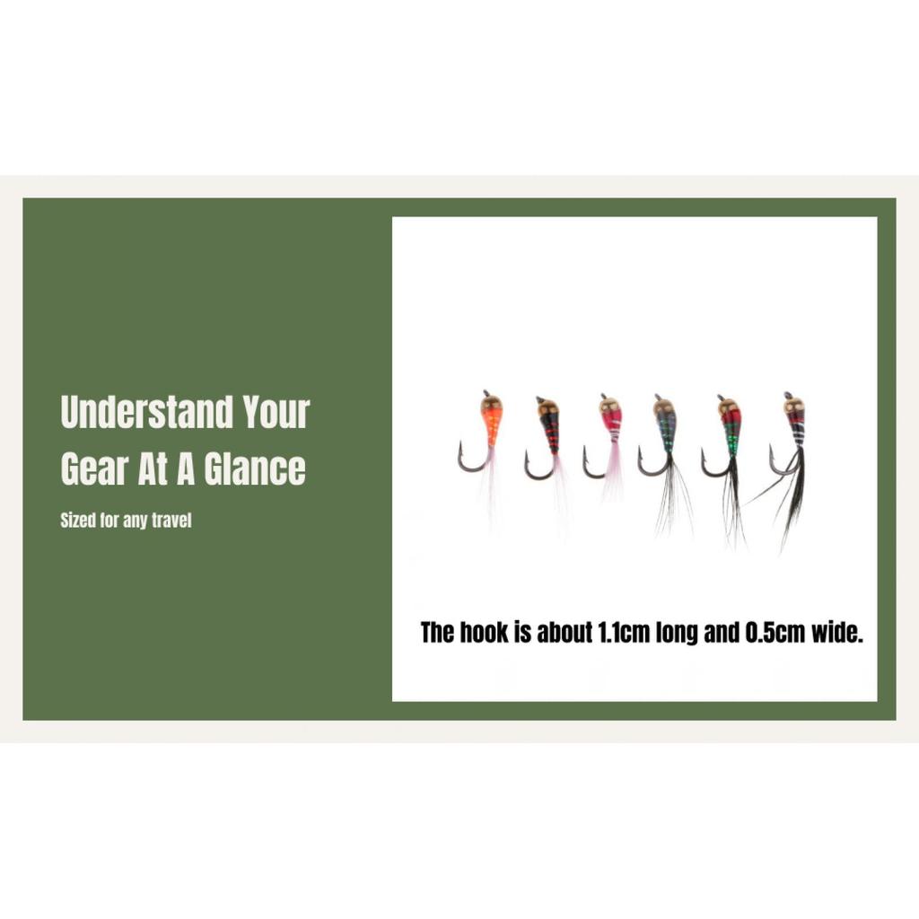 6pcs Brass Bead Head Epoxy Nymph Fast Sinking Fly Fishing Trout