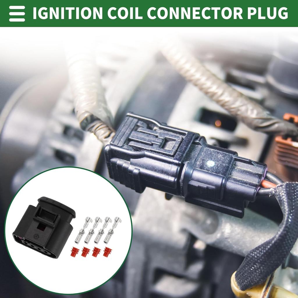 Motoforti Ignition Coil Connector Plug Female Wire Terminal Connector for VW Golf Passat Jetta Plastic Tin-Plated Copper No.4D0971994 Black