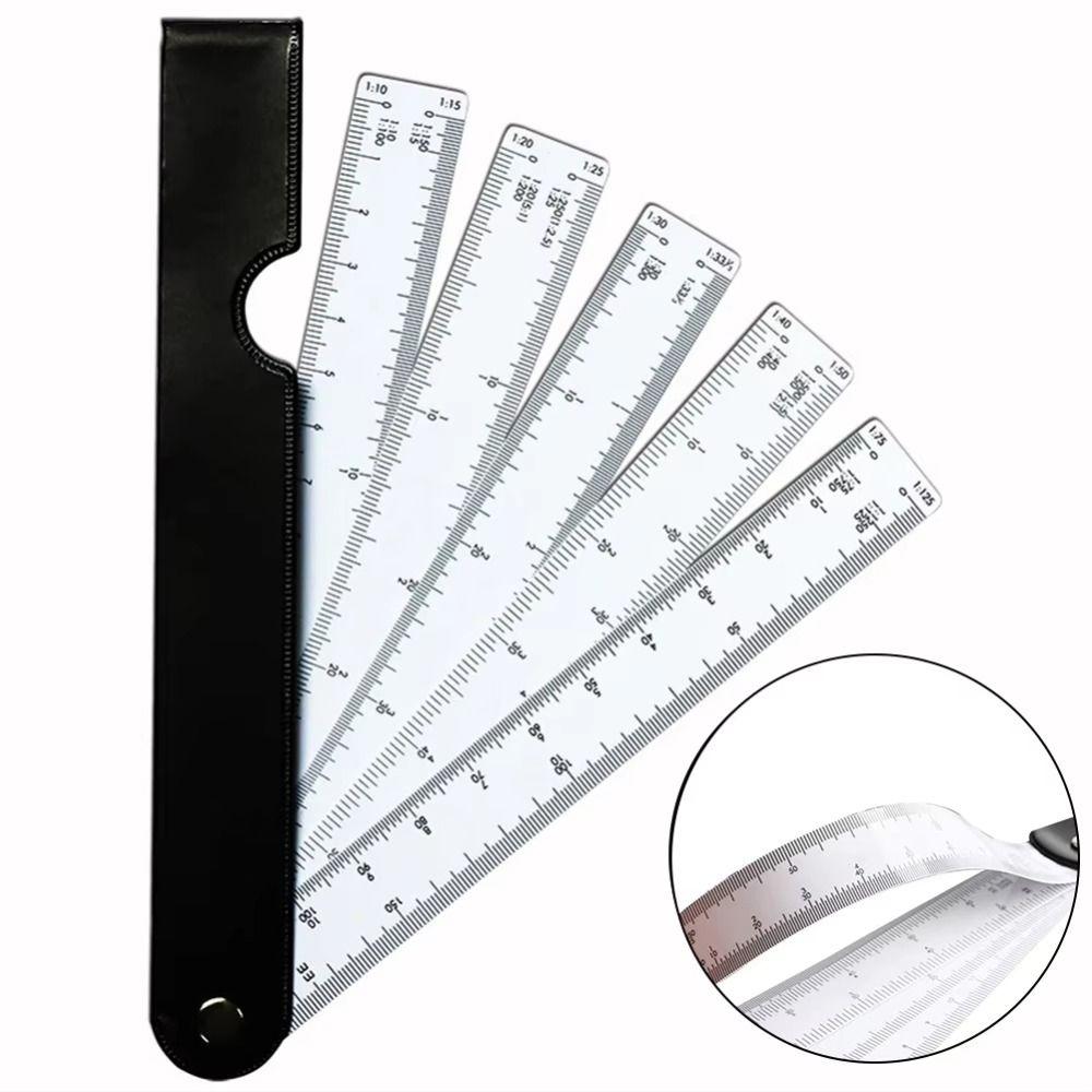 5 Blades Fan Shape Scale Ruler Drawing Tools Scale Ruler Clothing Ruler Foldable Rulers  Stationery