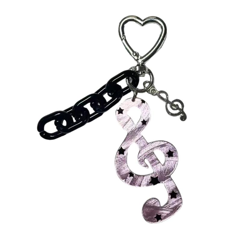 User Friendly Whimsical Key Ring Trendy Acrylic Jewelry Accessory Portable Everyday Use Unique Star Music Charm