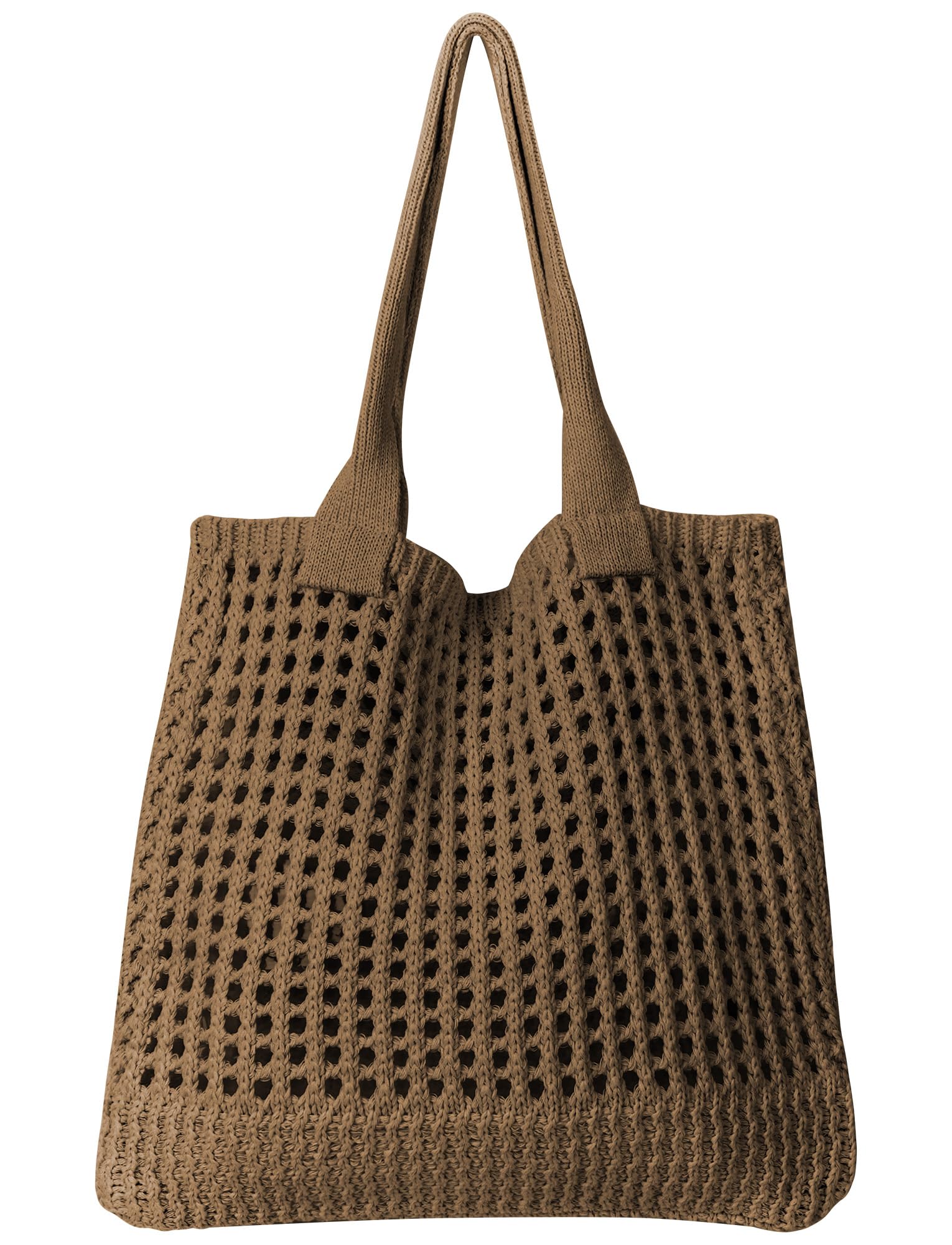 

Maeau Knitted Shoulder Bag, Cute, Braided, Women s, Summer Bag, Lightweight, Foldable, Solid Color, Casual, Outing, Brown