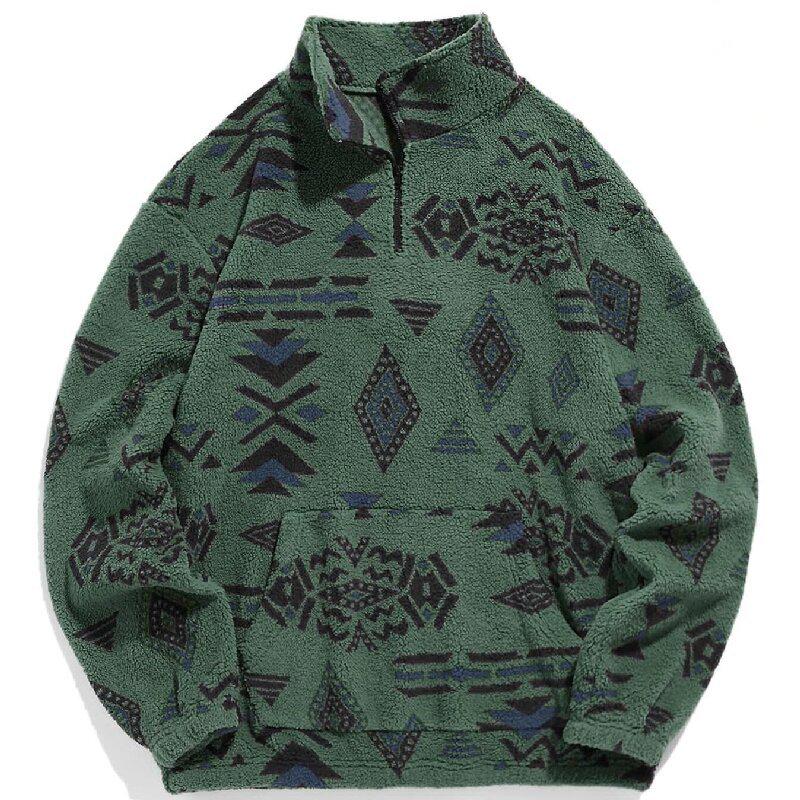 Men's Winter Half-Zip Arctic Fleece Casual Plus Size Sweatshirt Jacket