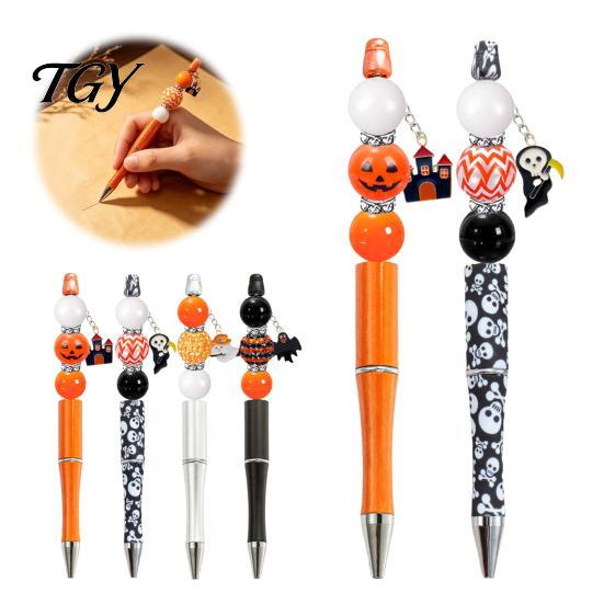 Customizable Stylus Pens 8PCS Halloween Beadable Pens, Assorted Acrylic Beads Decor, DIY Ballpoint Handcrafted Gifts for Best Friends Pen Set Holiday