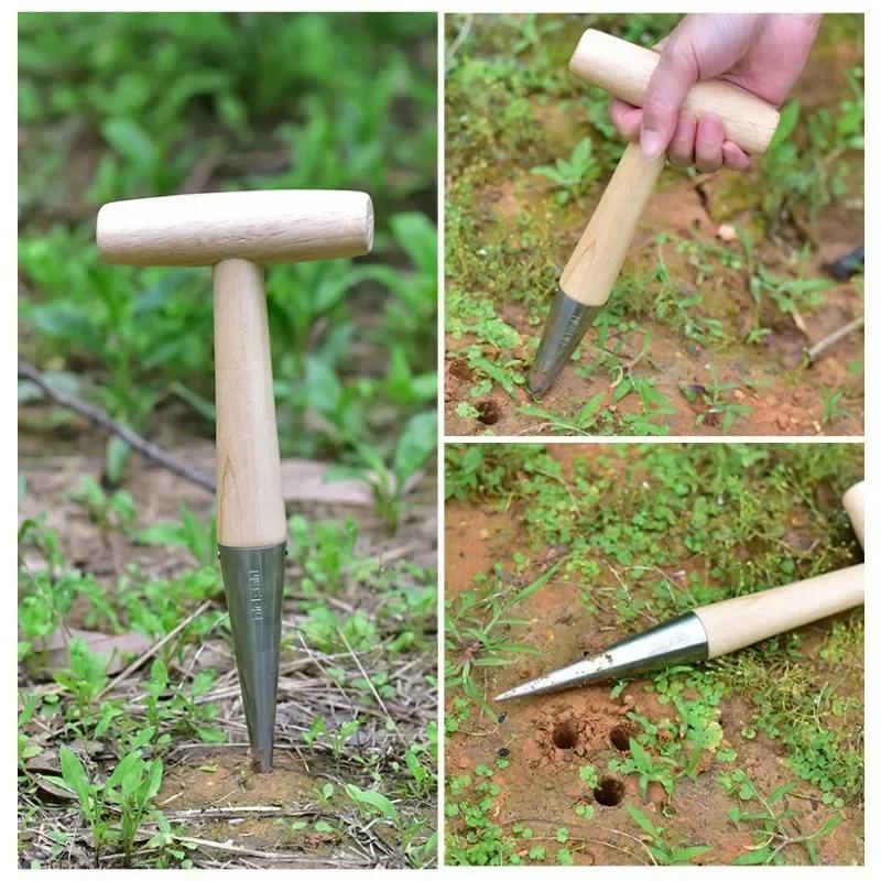 Stainless Steel Seeder Soil Digger Hole Maker Seedling Flower Planting and Cutting Tool Seed Sowing and Seedling Raising Device