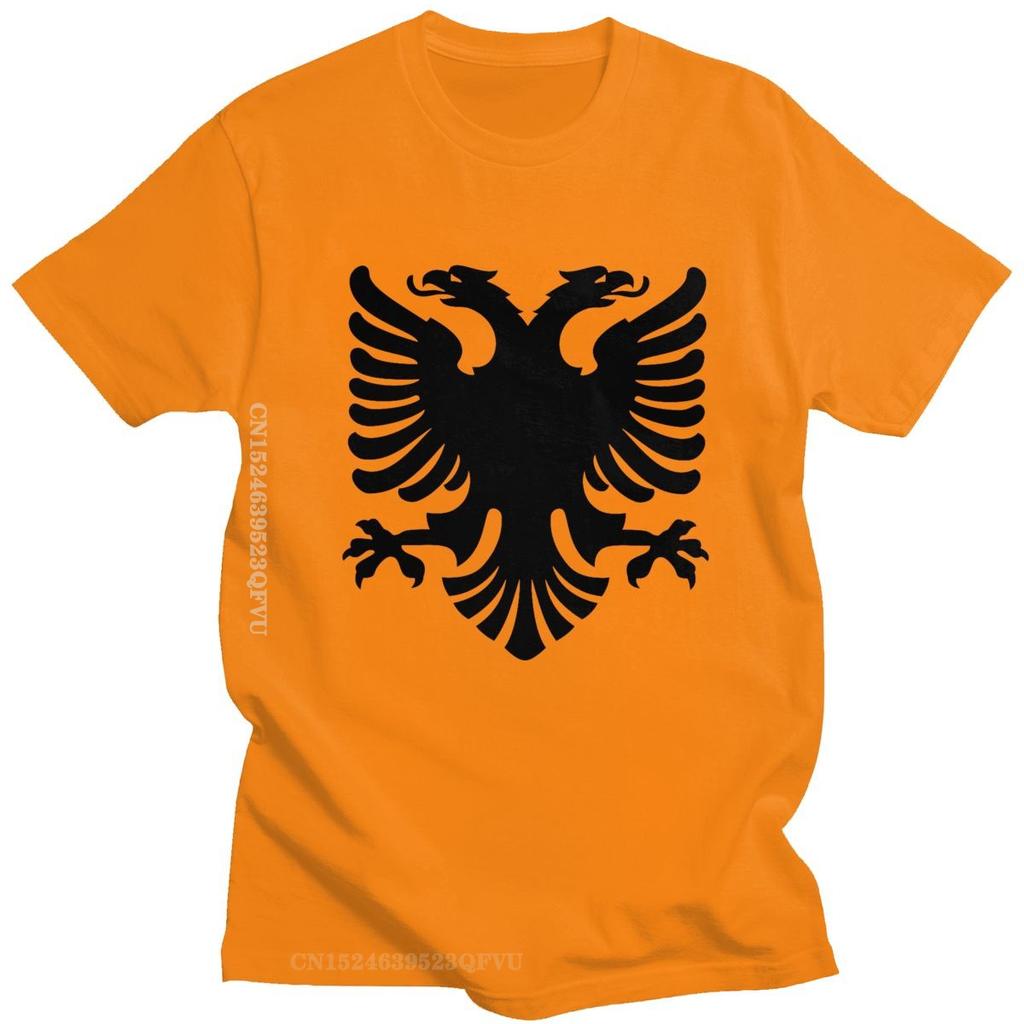 Flag Of Albania Eagle Tshirts Men Cotton Albanian Pride Tee Tops Round Neck Kawaii T Shirt Streetwear Men Casual Tshirt