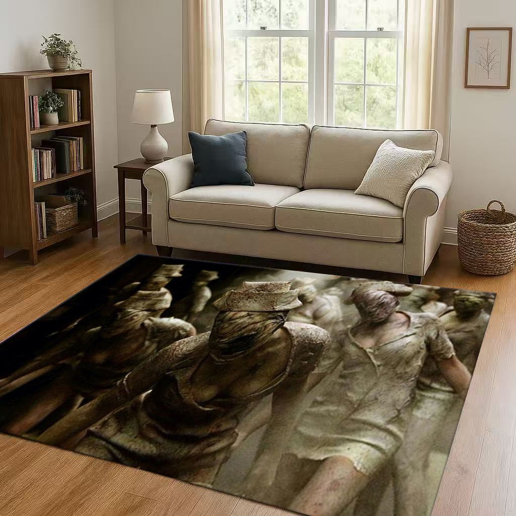 Retro Game Silent Hill Pyramid Head Horror Movie Living Room Non-Slip Area Rug Carpet for Bedroom Playroom Sofa,Home Doormat