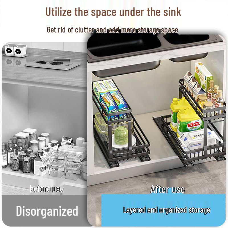 HPMILY Double-Layer Pull-Out Kitchen Spice Rack