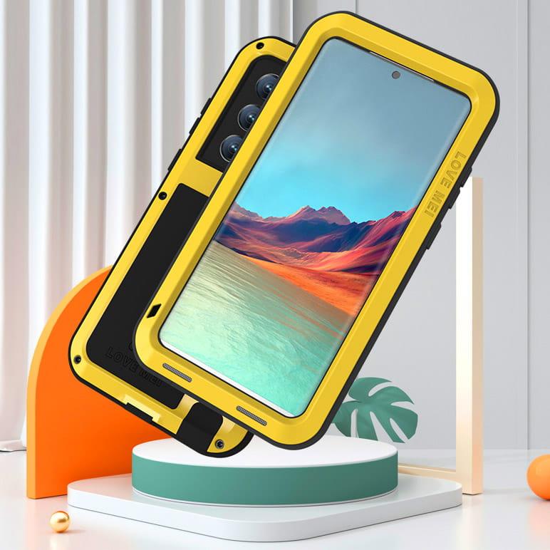 Love Mei Case for Samsung Galaxy S22 Ultra, Rugged, No Glass, Yellow