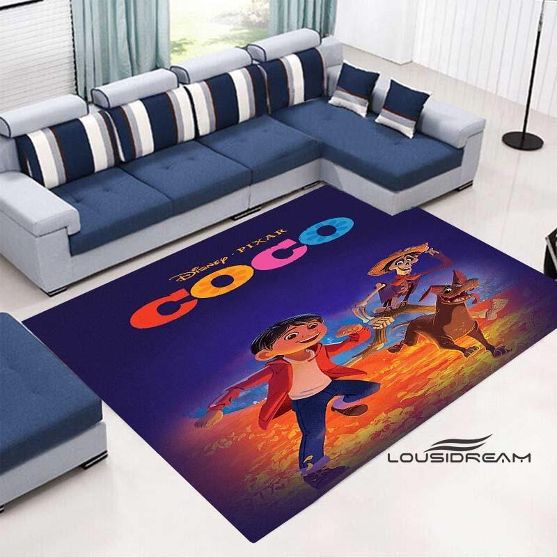 3D Printed Cute Cartoon Coco Floor Mat, Comfortable Flannel, Soft and Thickened, Non-Slip Mat, Suitable for Living Room, Bedroo