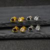 Vnox Copper Black White Zircon Stud Earrings for Men Women, Gold Silver Color Pierced Earring, 7x8.6mm Minimalist Jewelry Gifts