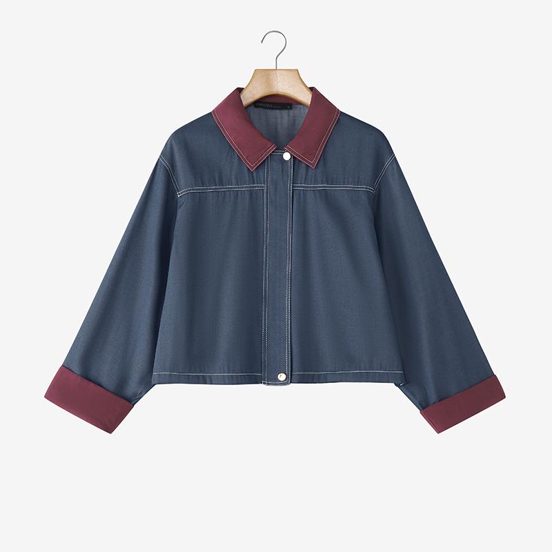 

ZANZEA Women Splice Turn Down Collar Casual Long Sleeve Blouse M