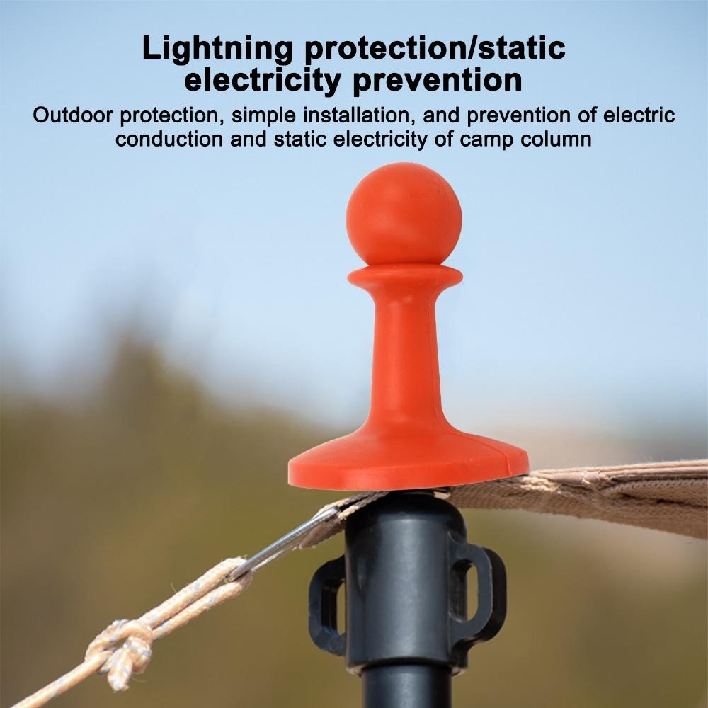 4 Pcs Anti-Static Lightning Protection Cap Stable Firm Pole Tip Protector Camping