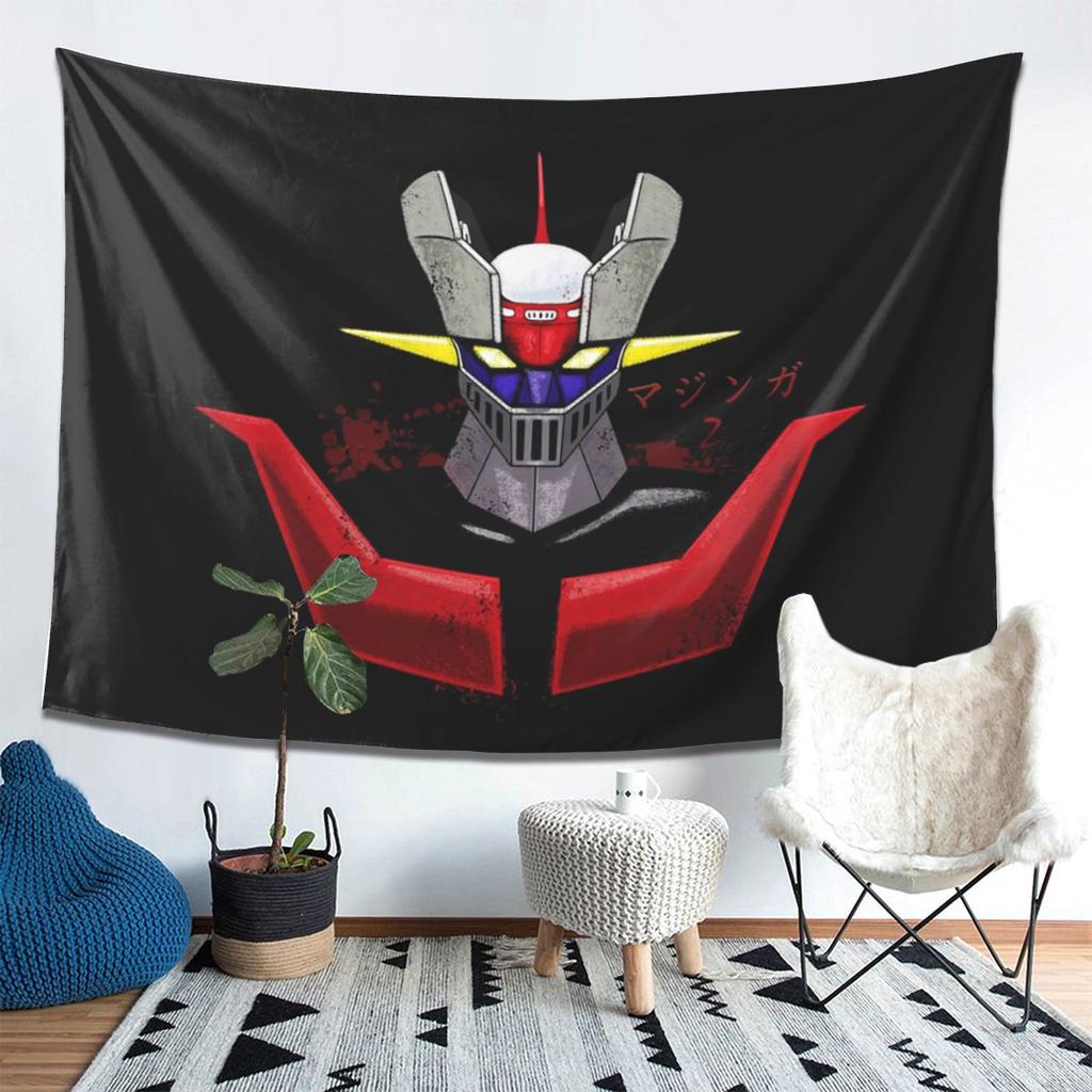 Mazinger Z Goldorak Actarus Grendizer Mask Tapestry Wall Hanging Aesthetic Home Decor Tapestries for Living Room Bedroom