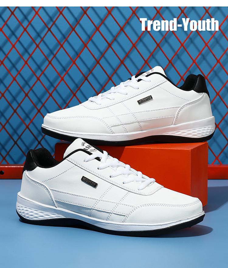 Cross-Border Plus Size Autumn & Winter Men's Leather Casual Sports Shoes - Stylish, Trendy, Lightweight Outdoor Running Sneakers