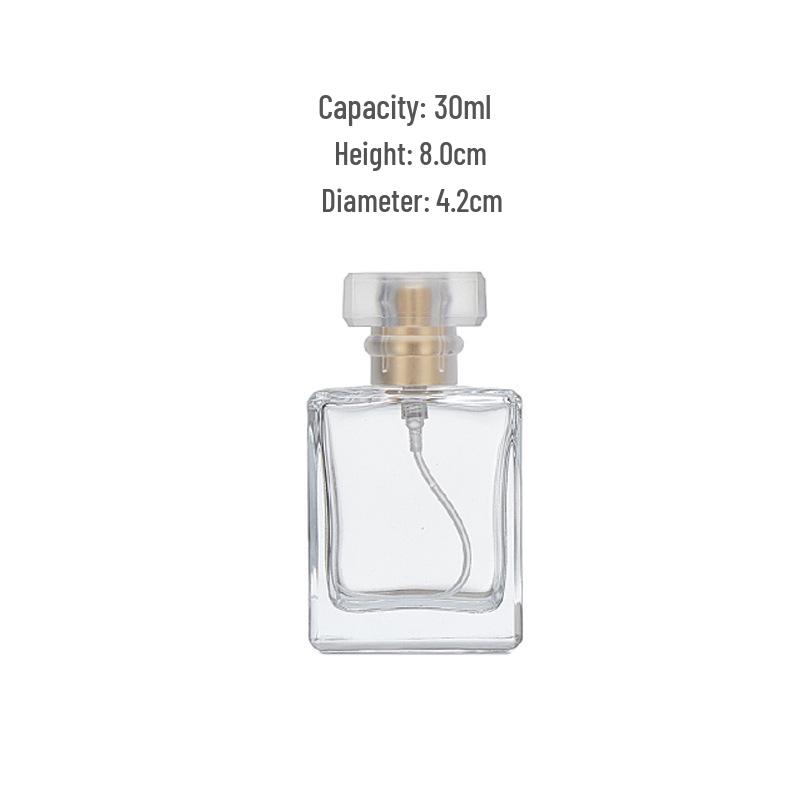 50ml Transparent Square Glass Perfume Bottle, Press-Type, Thickened, Portable Spray for Cosmetics Samples