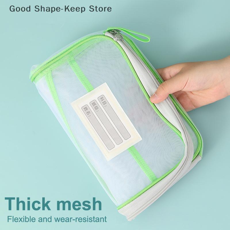 Double-Layer Mesh A4 Stationery Storage Bag Zipper Large Capacity Organizer for School Office Supplies Folders Stationary Bag