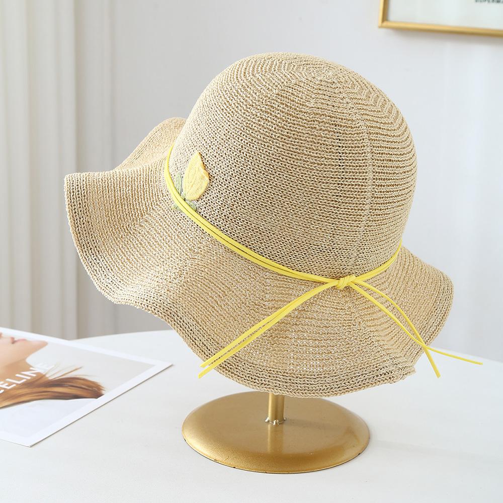 Foldable Summer Beach Sun Hat Women's Wide Brim Straw Hat Tulip Breathable Fashionable Coastal Sun Protection Hats