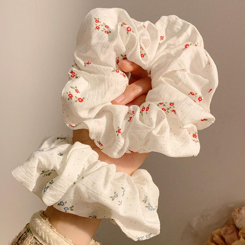 Cute Floral Scrunchies Women Girls Elastic Hair Bands Accessories Tie Hair Ring Rope Headdress Headwear Ornament Ponytail Holder