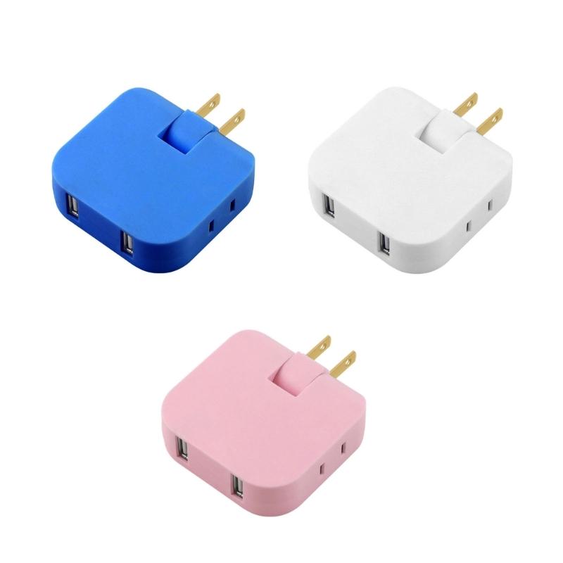 4 In 1 Rotatable Socket Converter Flat Pin Plug AC Outlet Extender Wall Tag Plug with 2USB Charge Adapter 180°Rotary
