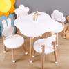 Adjustable Height Solid Wood Kids Peanut-Shaped Activity Table with Anti-Collision Features