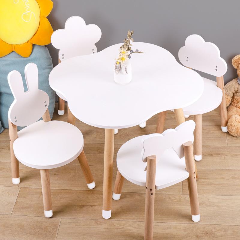 Adjustable Height Solid Wood Kids Peanut-Shaped Activity Table with Anti-Collision Features