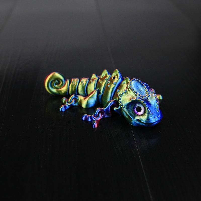 3D Printed Movable Chameleon Eyeball Figurine - Creative Jewelry Ornament Gift