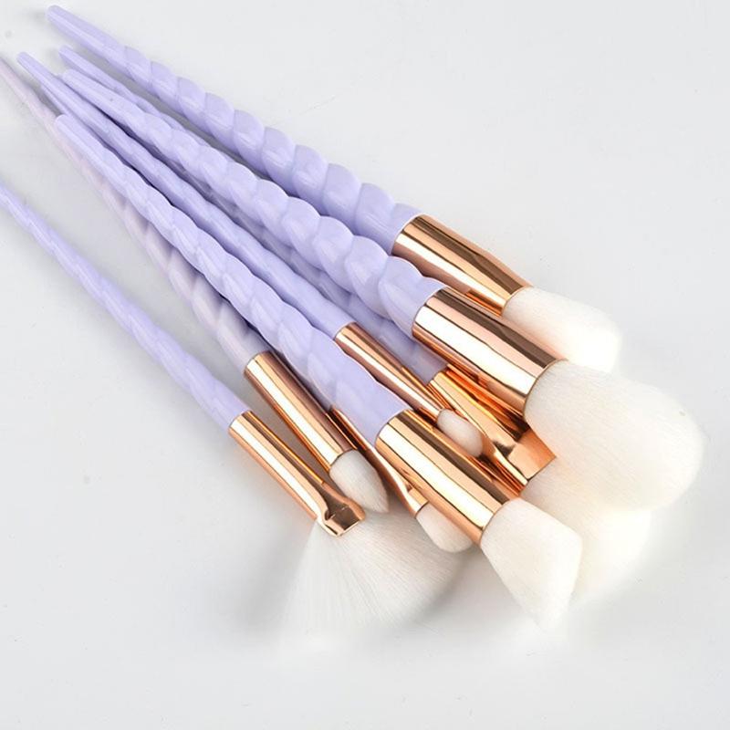 10Pcs Unicorn Makeup Brushes With Colorful Bristles Handles Fantasy Makeup Brush Set Foundation Eyeshadow Unicorn Brush Kit