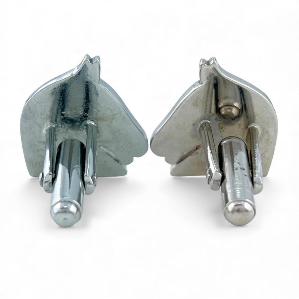 Great HERMES Cufflinks cufflinks BIJOUTERIE FANTAIS Horse Design Silver mens Used