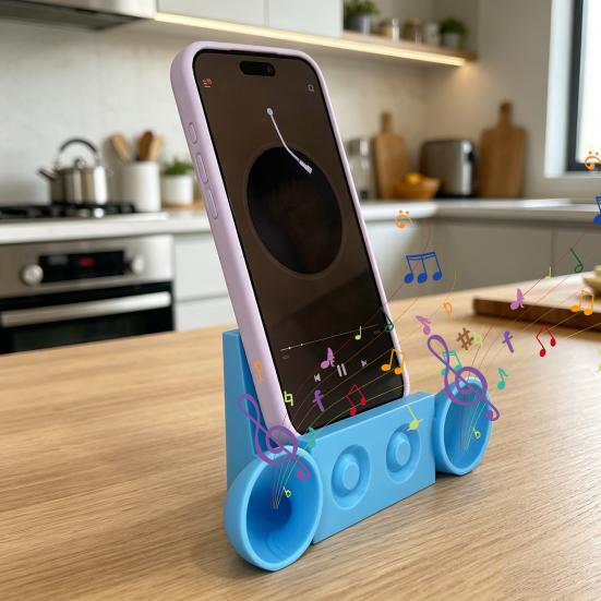 Doppel-Lautsprecher Handyhalter 3D-gedruckter Verstärker Handy-Ständer Klangvolumen-Verstärker für