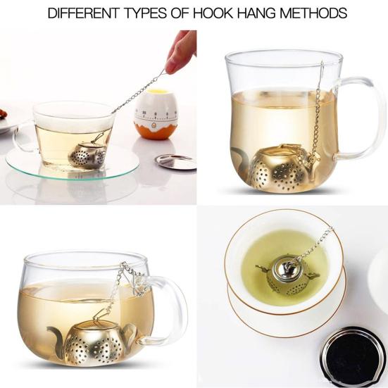 2 ks čajových spařovačů s háčkem Kuchyňské potřeby Kapacita úložiště Čajový sáček a sypané čajové sáčky Vynikající filtrace s dlouhým řetězcem