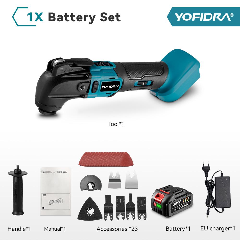 Yofidra 800W Brushless Oscillating Multifunctional Tool 6 Gears Cordless Electric Renovator Home Decoration Trimmer  For Makita 18v Battery