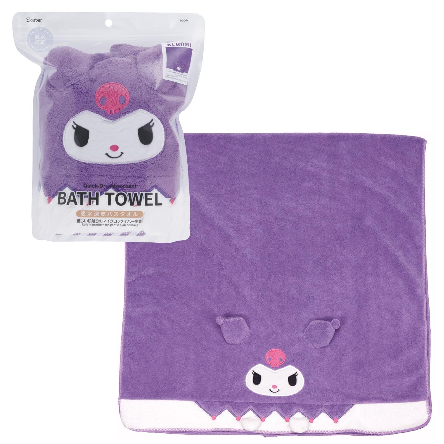 

Фигуристка Куроми Sanrio Впитывающее Банное Полотенце 60 см x Быстросохнущее Полотенце, 120 см, TODR1-A